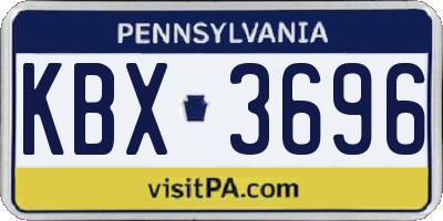 PA license plate KBX3696