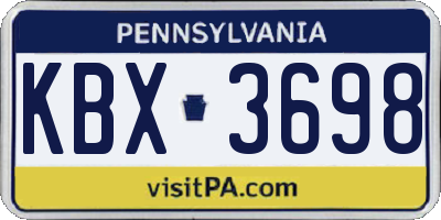 PA license plate KBX3698