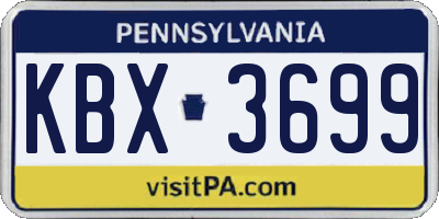 PA license plate KBX3699