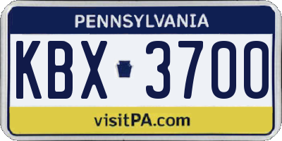 PA license plate KBX3700
