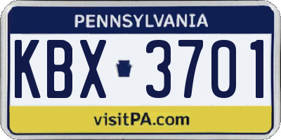 PA license plate KBX3701