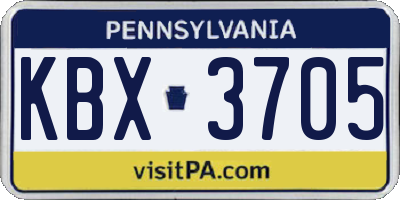 PA license plate KBX3705
