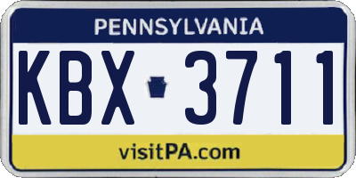 PA license plate KBX3711