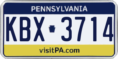 PA license plate KBX3714