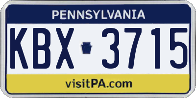 PA license plate KBX3715