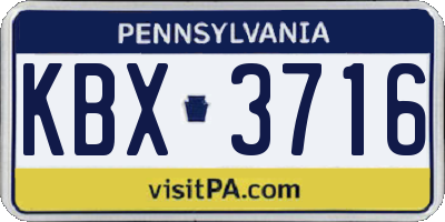 PA license plate KBX3716