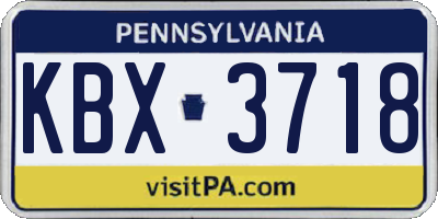 PA license plate KBX3718