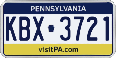 PA license plate KBX3721