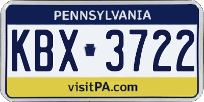 PA license plate KBX3722