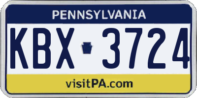 PA license plate KBX3724