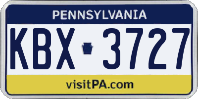 PA license plate KBX3727