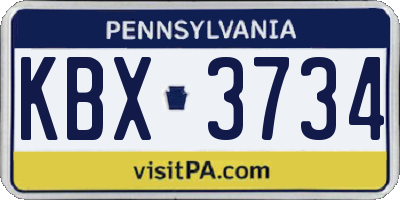 PA license plate KBX3734