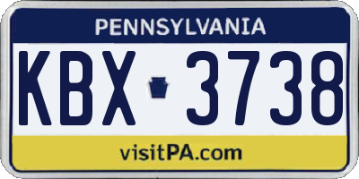 PA license plate KBX3738