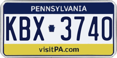 PA license plate KBX3740