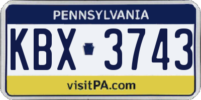 PA license plate KBX3743