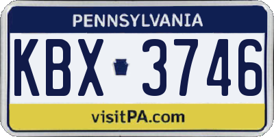 PA license plate KBX3746