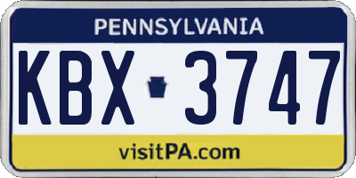 PA license plate KBX3747
