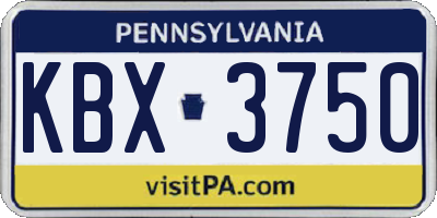 PA license plate KBX3750