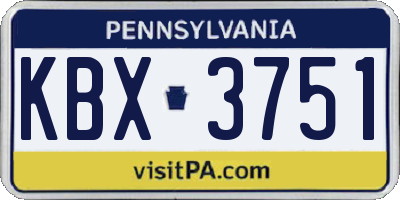 PA license plate KBX3751