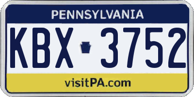 PA license plate KBX3752