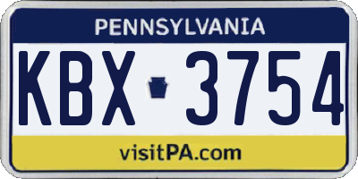 PA license plate KBX3754