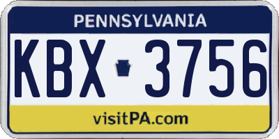 PA license plate KBX3756