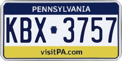 PA license plate KBX3757