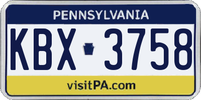 PA license plate KBX3758