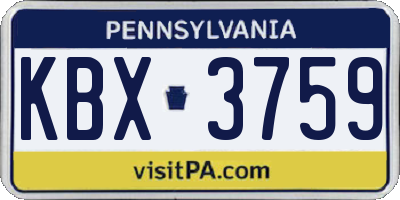 PA license plate KBX3759