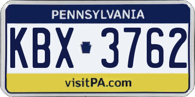 PA license plate KBX3762