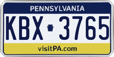 PA license plate KBX3765
