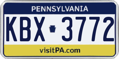 PA license plate KBX3772