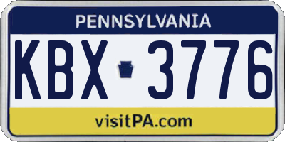 PA license plate KBX3776