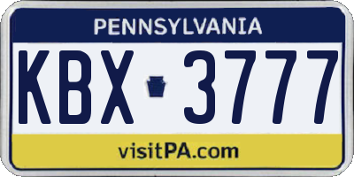 PA license plate KBX3777