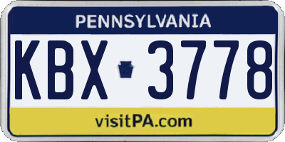PA license plate KBX3778