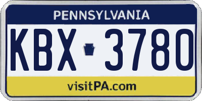 PA license plate KBX3780