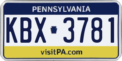 PA license plate KBX3781