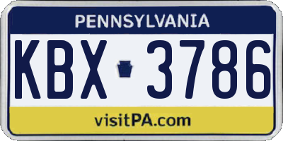 PA license plate KBX3786