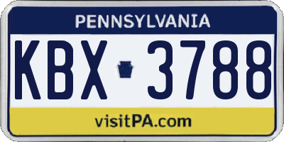 PA license plate KBX3788