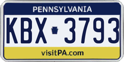 PA license plate KBX3793