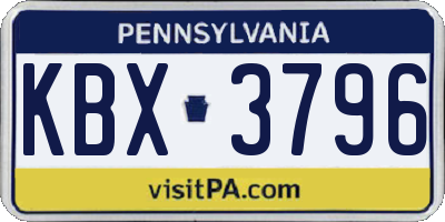 PA license plate KBX3796