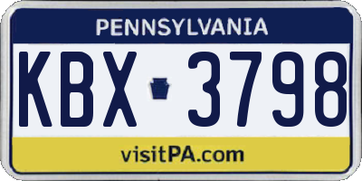 PA license plate KBX3798