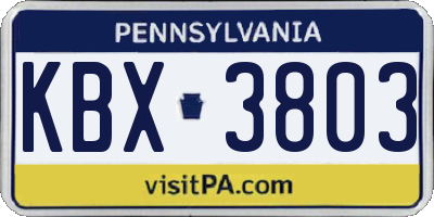 PA license plate KBX3803