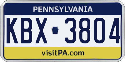 PA license plate KBX3804