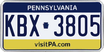 PA license plate KBX3805