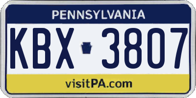 PA license plate KBX3807