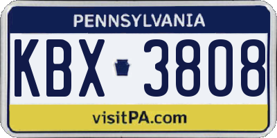 PA license plate KBX3808