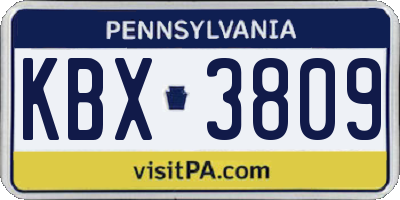 PA license plate KBX3809