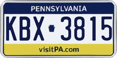 PA license plate KBX3815