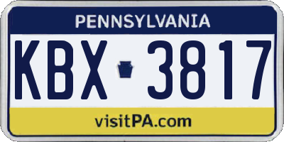 PA license plate KBX3817
